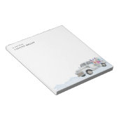 Vintager LKW und Blume, blau Personalisiert Notizblock (angewinkelt)