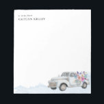 Vintager LKW und Blume, blau Personalisiert Notizblock<br><div class="desc">Schöne Notizblöcke mit Ihrer Personalisierung ganz oben.</div>