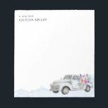 Vintager LKW und Blume, blau Personalisiert Notizblock<br><div class="desc">Schöne Notizblöcke mit Ihrer Personalisierung ganz oben.</div>