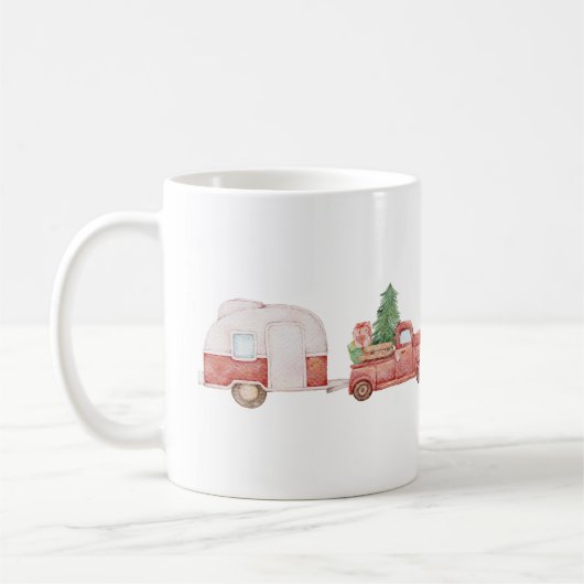 Vintager LKW und Campingweihnachtsfest Kaffeetasse (Links)