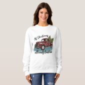 Vintager LKW und Weihnachtsbäume Sweatshirt (Vorne ganz)