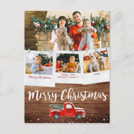 Vintager LKW Weihnachten | Clothespin FotoCollage Postkarte