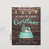 Vintager LKW Weihnachten Postkarte Rustikales Holz (Vorne/Hinten)