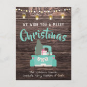 Vintager LKW Weihnachten Postkarte Rustikales Holz (Vorderseite)