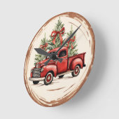 Vintager LKW Weihnachten Runde Wanduhr (Winkel)