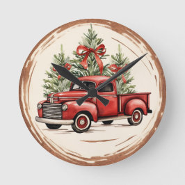 Vintager LKW Weihnachten Runde Wanduhr