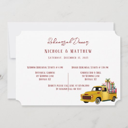 Vintager Lkw Weihnachts-Probe Einladung (Vorderseite)