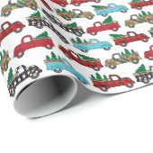 Vintager LKW Weihnachtsbaum Büffalo Kariert Geschenkpapier (Rolleneckpunkt)