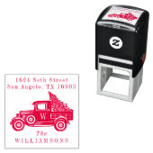 Vintager LKW & Weihnachtsbaum Monogram-Adresse Permastempel (Beispiel)