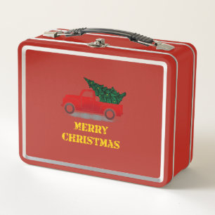 Vintager LKW-Weihnachtsbaumgeschenk für LKW Metall Brotdose