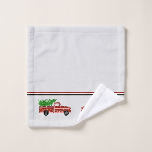 Vintager LKW Weihnachtshandtuch Set (Waschlappen)