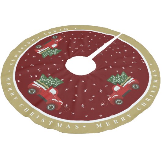 Vintager LKW Weihnachtskrug Polyester gebürstet Weihnachtsbaumdecke (Schrägansicht)