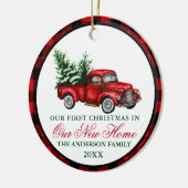 Vintager LKWs Neue Zuhause Kariert Keramik Ornament (Links)
