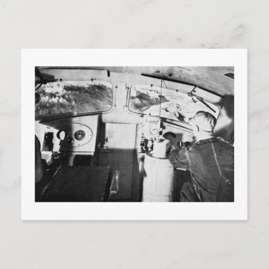 Vintager Lokomotivingenieur im Fahrerhaus Postkarte (Vorderseite)