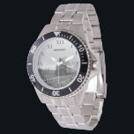 Vintager Lokomotivzug Birthday Black Travel Armbanduhr<br><div class="desc">Vintage Lokomotive,  Bahn,  Schwarz und Weiß,  Uhr. Personalisieren Sie es mit Ihrem Namen.</div>