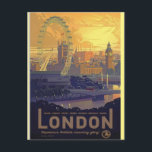 Vintager London Big Ben Parliament Thames River Postkarte<br><div class="desc">Vintage Travel Art Pictures of Symbols of World's Famous Hauptstadt Cities - Big Ben Tower - Historisch Iconic Gebäude of London City</div>