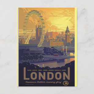 Vintager London Big Ben Parliament Thames River Postkarte