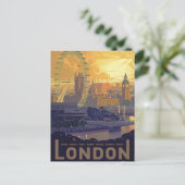 Vintager London Big Ben Parliament Thames River Postkarte (Stehend Vorderseite)