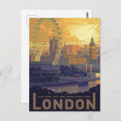 Vintager London Big Ben Parliament Thames River Postkarte (Vorne/Hinten)