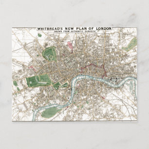 Vintager Londoner City Plan Alte Antike Postkarte