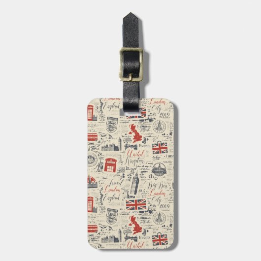 Vintager Londoner Gepäcktag Gepäckanhänger (Vorderseite vertikal)