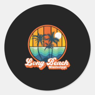 Vintager Long Beach Mississippi Sommer 90er Jahre  Runder Aufkleber