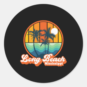 Vintager Long Beach Mississippi Sommer 90er Jahre Runder Aufkleber