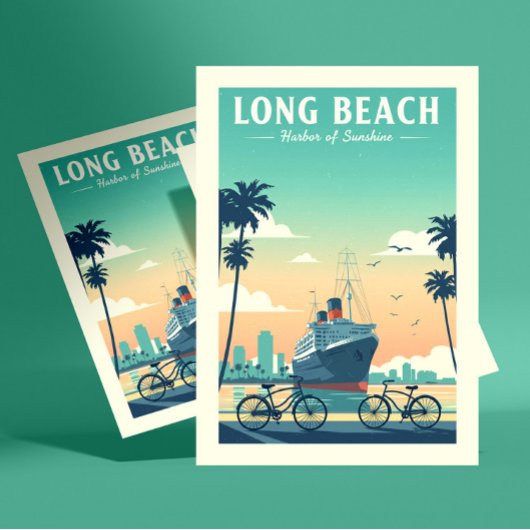 Vintager Long Beach Postkarte