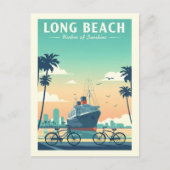 Vintager Long Beach Postkarte (Vorderseite)