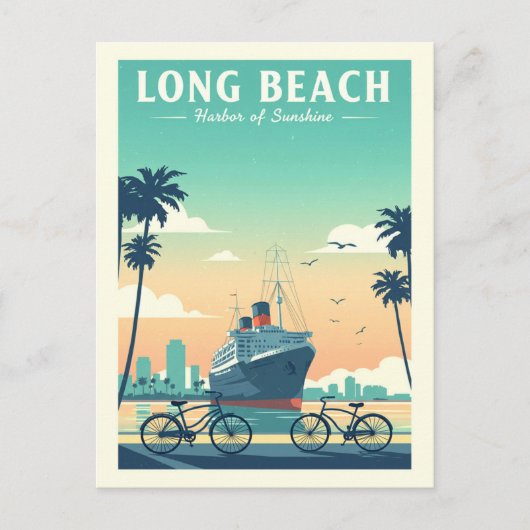 Vintager Long Beach Postkarte (Vorderseite)
