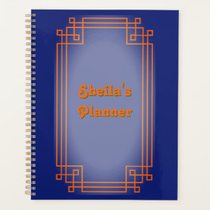 Vintager Look Blau und Orange Art Deco Rahmen Planer