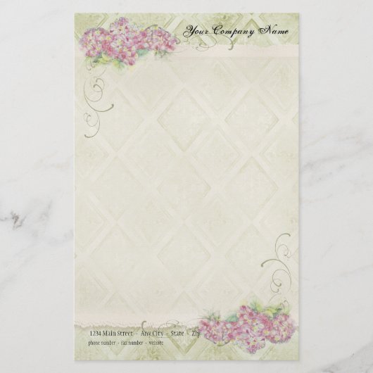 Vintager Look Blumenblauer Hydrangea Blume wirbeln Briefpapier (Vorderseite)
