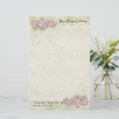 Vintager Look Blumenblauer Hydrangea Blume wirbeln Briefpapier (Stehend Vorderseite)