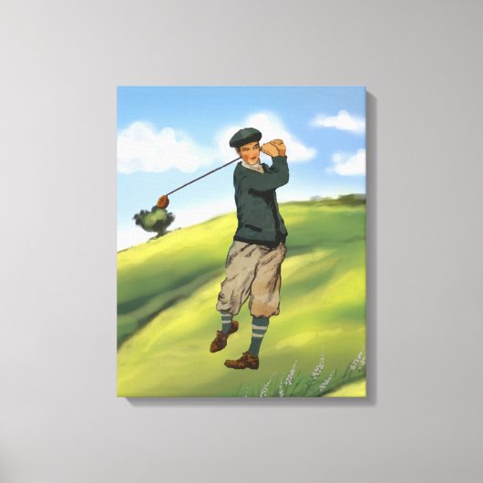 Vintager Look Golfer Golf Leinwanddruck (Vorderseite)