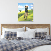 Vintager Look Golfer Golf Leinwanddruck (Insitu (Schlafzimmer))