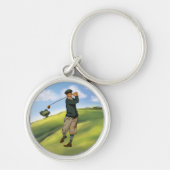 Vintager Look Golfer Golf Schlüsselanhänger (Vorne)