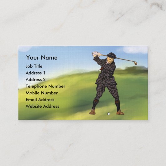 Vintager Look Periode Golfer Golf Visitenkarten Visitenkarte (Vorderseite)