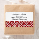 Vintager Look Red & White Damask #3 Weinetikett (Insitu)