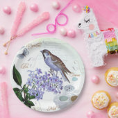 Vintager Look von French Bird Floral Collage Pappteller (Party)