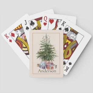 Vintager Look Weihnachtsbaum mit Geschenken Spielkarten