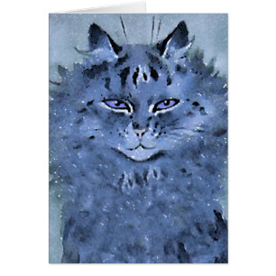 Vintager Louis Wain, der blaue Katzen-Kunst-Karte