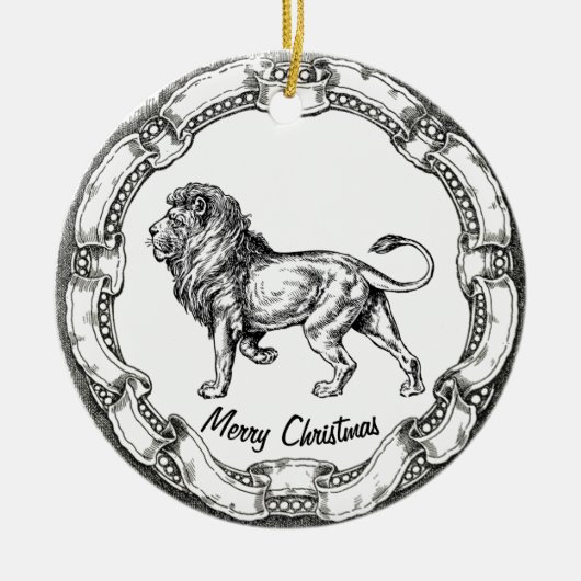 Vintager Löwe personifizieren Keramik Ornament (Vorne)