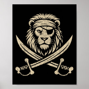Vintager Löwenanteil Safari-Tier Poster
