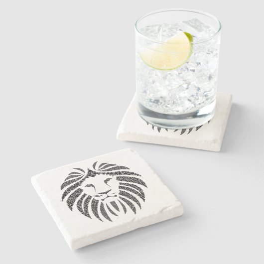 Vintager Löwenbildstein Steinuntersetzer (Seitenansicht)