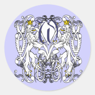 Vintager Löwenweiß mit Goldkronen, Zunge Runder Aufkleber