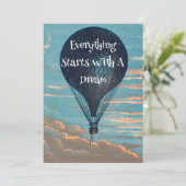 Vintager Luftballon Dream Traum Zitat Einladung (Stehend Vorderseite)