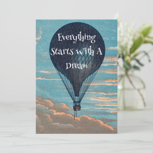 Vintager Luftballon Dream Traum Zitat Einladung (Stehend Vorderseite)