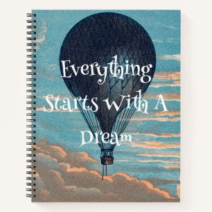 Vintager Luftballon Dream Traum Zitat Notizblock