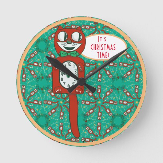 Vintager, lustiger Katzenkugel Akrylhalterung Uhr (Vorderseite)