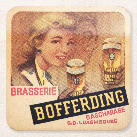 Vintager luxemburgischer Untersetzer für das Bier (Vorderseite)